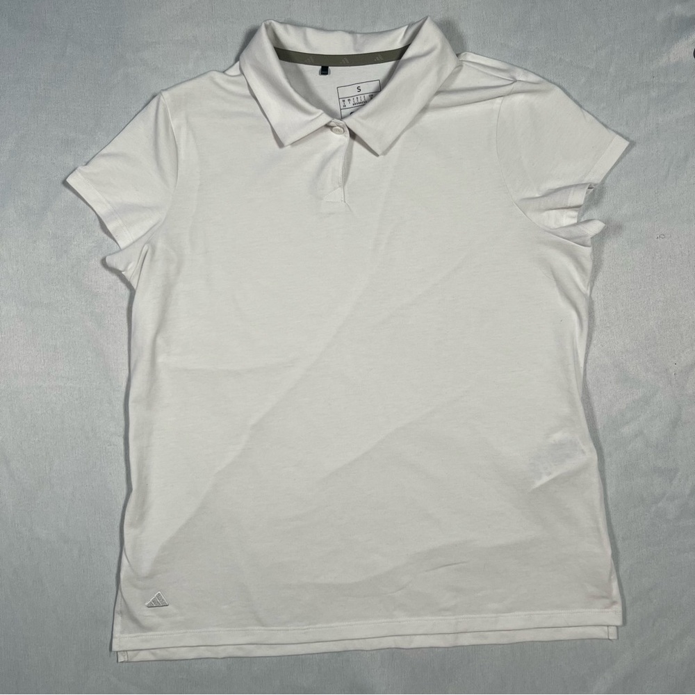 Adidas White Athletic Polo Shirt | Small
